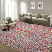 Garvee Modern Multicolor 6x9 Area Rug Braided Print Throw Rug with Non-Slip Backing, Washable Contemporary Accent Carpet, Foldable Low Pile Floor Cover for Living Room, Bedroom