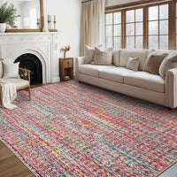 Garvee Modern Multicolor 6x9 Area Rug Braided Print Throw Rug with Non-Slip Backing, Washable Contemporary Accent Carpet, Foldable Low Pile Floor Cover for Living Room, Bedroom