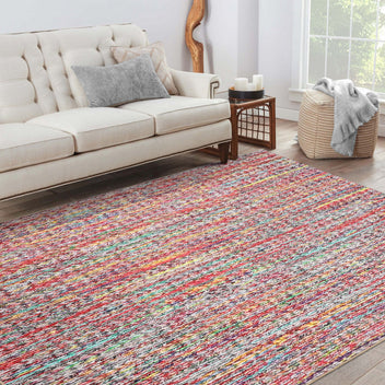 Garvee Modern Multicolor 6x9 Area Rug Braided Print Throw Rug with Non-Slip Backing, Washable Contemporary Accent Carpet, Foldable Low Pile Floor Cover for Living Room, Bedroom