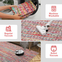 Garvee Modern Multicolor 6x9 Area Rug Braided Print Throw Rug with Non-Slip Backing, Washable Contemporary Accent Carpet, Foldable Low Pile Floor Cover for Living Room, Bedroom