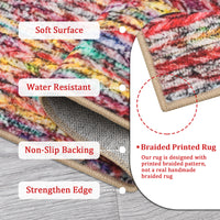 Garvee Modern Multicolor 6x9 Area Rug Braided Print Throw Rug with Non-Slip Backing, Washable Contemporary Accent Carpet, Foldable Low Pile Floor Cover for Living Room, Bedroom