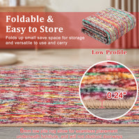 Garvee Modern Multicolor 6x9 Area Rug Braided Print Throw Rug with Non-Slip Backing, Washable Contemporary Accent Carpet, Foldable Low Pile Floor Cover for Living Room, Bedroom
