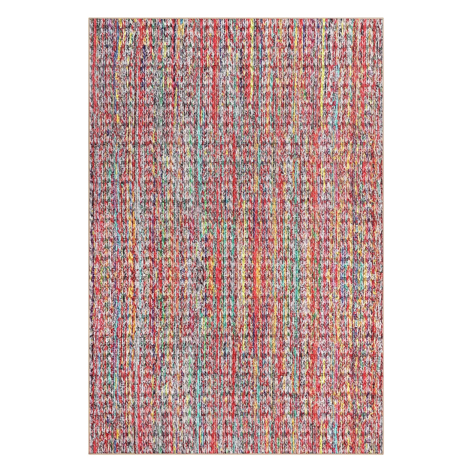 Garvee Modern Multicolor 6x9 Area Rug Braided Print Throw Rug with Non-Slip Backing, Washable Contemporary Accent Carpet, Foldable Low Pile Floor Cover for Living Room, Bedroom
