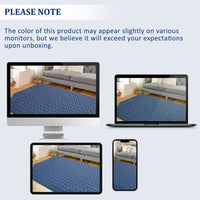 Garvee Modern Blue 9x12 Large Area Rug Braided Print Living Room Rug with Non-Slip Backing, Contemporary Indoor Carpet, Foldable Low Pile Floor Cover for Dining Room, Bedroom