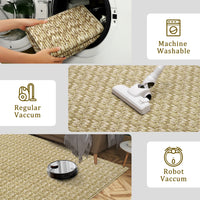 Garvee Modern Camel 6x9 Area Rug Braided Print Throw Rug with Non-Slip Backing, Washable Contemporary Accent Carpet, Foldable Low Pile Floor Cover for Living Room, Bedroom