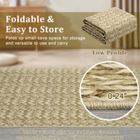 Garvee Modern Camel 8x10 Living Room Rug Large Braided Print Area Rug with Non-Slip Backing, Contemporary Indoor Carpet, Foldable Low Pile Floor Cover for Dining Room, Bedroom
