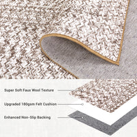 Garvee 10' x 13' Extra-Large Printed Braided-Style Area Rug, Washable Non-Slip Low-Pile Rug for Living Room, Bedroom & Dining Room, Beige