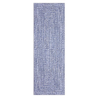 Garvee Washable Runner Rug 2x10 Hallway Runners Printed Braided Distressed Runner Rug Solid Printed Weaving Entryway Carpet for Kitchen Living Room Home Office, Light Blue