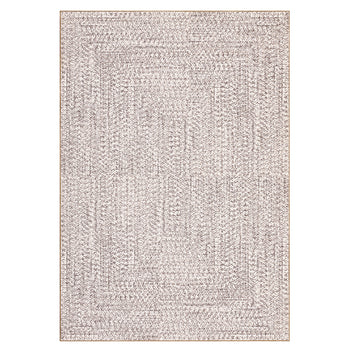 Garvee 9' x 12' Large Printed Braided-Style Area Rug, Washable Non-Slip Low-Pile Rug for Living Room, Dining Room & Bedroom, Beige