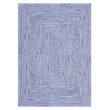 Garvee 9x12 Washable Rug with Non Slip Backing Printed Braided Foldable Low Pile Rugs Solid Printed Weaving Throw Floor Cover Ultra-Thin Carpet for Living Room Bedroom, Light Blue/ 9'x 12'