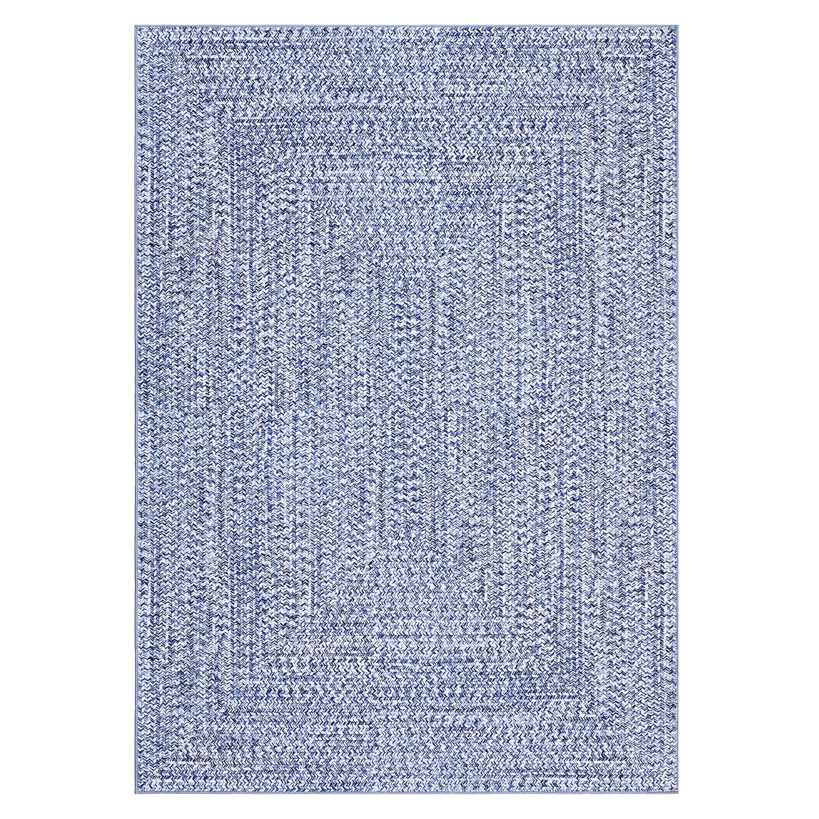 Garvee 9x12 Washable Rug with Non Slip Backing Printed Braided Foldable Low Pile Rugs Solid Printed Weaving Throw Floor Cover Ultra-Thin Carpet for Living Room Bedroom, Light Blue/ 9'x 12'