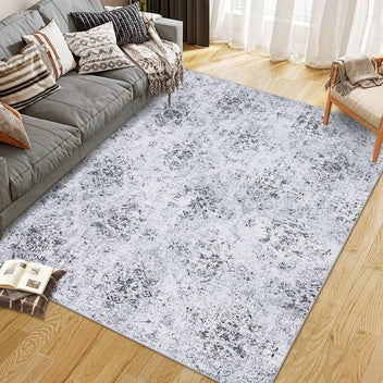 Garvee Machine Washable Area Rugs Lightweight Ultra-Thin Indoor Rug Soft Boho Botanical Floral Design Non-Slip Rubber Backing