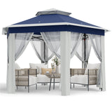 Garvee 13'x13' Pop Up Screen Tent with Mosquito Netting for Outdoor Patio Pavilion Hexagonal Sun Shelter Blue - Blue