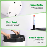 Garvee Tall Round Planter Set of 2, 20" Large Flower Pot Outdoor, Planters for Indoor Plants with Built-in Drainage and a Water Level Monitor and Wheels for Patio, Porch, Living Room, or Home Office,White
