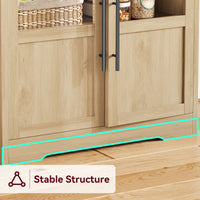 Garvee Farmhouse Bakers Rack with 2 Glass Doors, Power Outlet,Thickened Counter