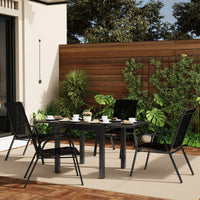 Garvee Stackable Patio Dining Chairs Set of 4, High-Back Textilene Outdoor Chairs with All Black Powder-Coated Steel Frame, All-Weather Deck Garden Seating, Solid Black
