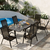 Garvee Stackable Patio Dining Chairs Set of 4, High-Back Textilene Outdoor Chairs with All Black Powder-Coated Steel Frame, All-Weather Deck Garden Seating, Solid Black