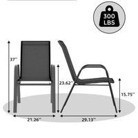 Garvee Stackable Patio Dining Chairs Set of 4, High-Back Textilene Outdoor Chairs with All Black Powder-Coated Steel Frame, All-Weather Deck Garden Seating, Solid Black