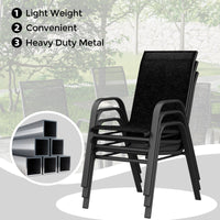 Garvee Stackable Patio Dining Chairs Set of 4, High-Back Textilene Outdoor Chairs with All Black Powder-Coated Steel Frame, All-Weather Deck Garden Seating, Solid Black