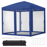 Garvee 10'x10' Instant Pop-Up Canopy Tent with Removable Mosquito Netting & 2 Zipper Doors, Portable Outdoor Shelter for Camping, Backyard, Picnic - Includes Wheeled Carry Bag (Blue) - Blue