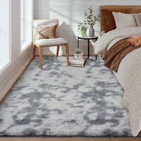 Garvee Fluffy & Sheepskin Light Grey 10x13 Plush Thick Shag Rug, Non-Slip Non-Shedding Tie Dye for Bedroom Kids Dorm