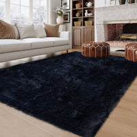 Garvee Fluffy & Sheepskin Pure Navy Blue 8x10 Fuzzy Plush Shaggy Rug, Furry Carpet for Living Room Bedroom Nursery