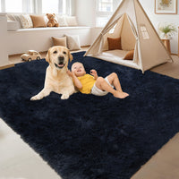 Garvee Fluffy & Sheepskin Pure Navy Blue 8x10 Fuzzy Plush Shaggy Rug, Furry Carpet for Living Room Bedroom Nursery