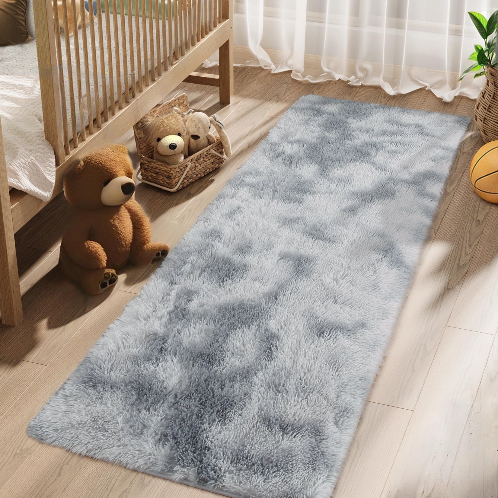 Garvee Fluffy & Sheepskin Light Grey 2x8 Area Rug for Living Room Plush Shag Rugs for Bedroom Nursery Room Soft Shaggy Rug Anti-Slip Kids Playroom Fuzzy Rugs for Dining Room Decor Floor Carpet