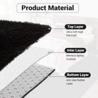 Garvee Fluffy & Sheepskin Pure Black 8x10 Shaggy Plush Rug, Non-Slip Furry Modern Accent for Bedroom Living Room