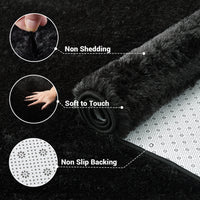Garvee Fluffy & Sheepskin Pure Black 10x13 Plush Rug, Non-Shedding Easy Care Shaggy Fuzzy for Bedroom Living Room Decor