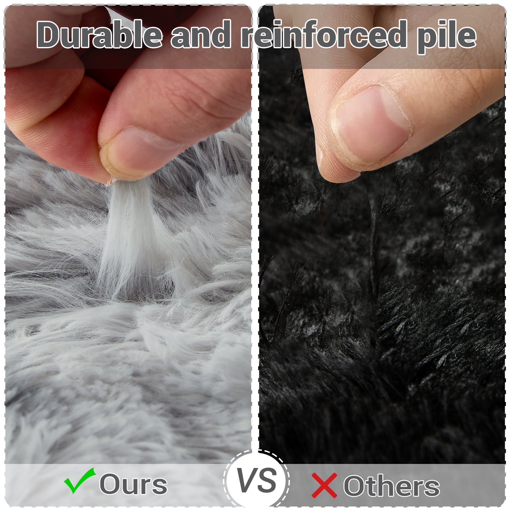 Garvee Fluffy & Sheepskin Light Grey 9x12 Thick Fuzzy Area Rug, Non-Slip Non-Shedding for Playroom Bedroom Nursery Kids Room