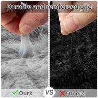 Garvee Fluffy & Sheepskin Light Grey 10x13 Plush Thick Shag Rug, Non-Slip Non-Shedding Tie Dye for Bedroom Kids Dorm