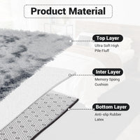 Garvee Fluffy & Sheepskin Light Grey 8x10 Faux Fur Shag Rug, Non-Slip Tie Dye Plush Fuzzy for Bedroom Kids Nursery Dorm