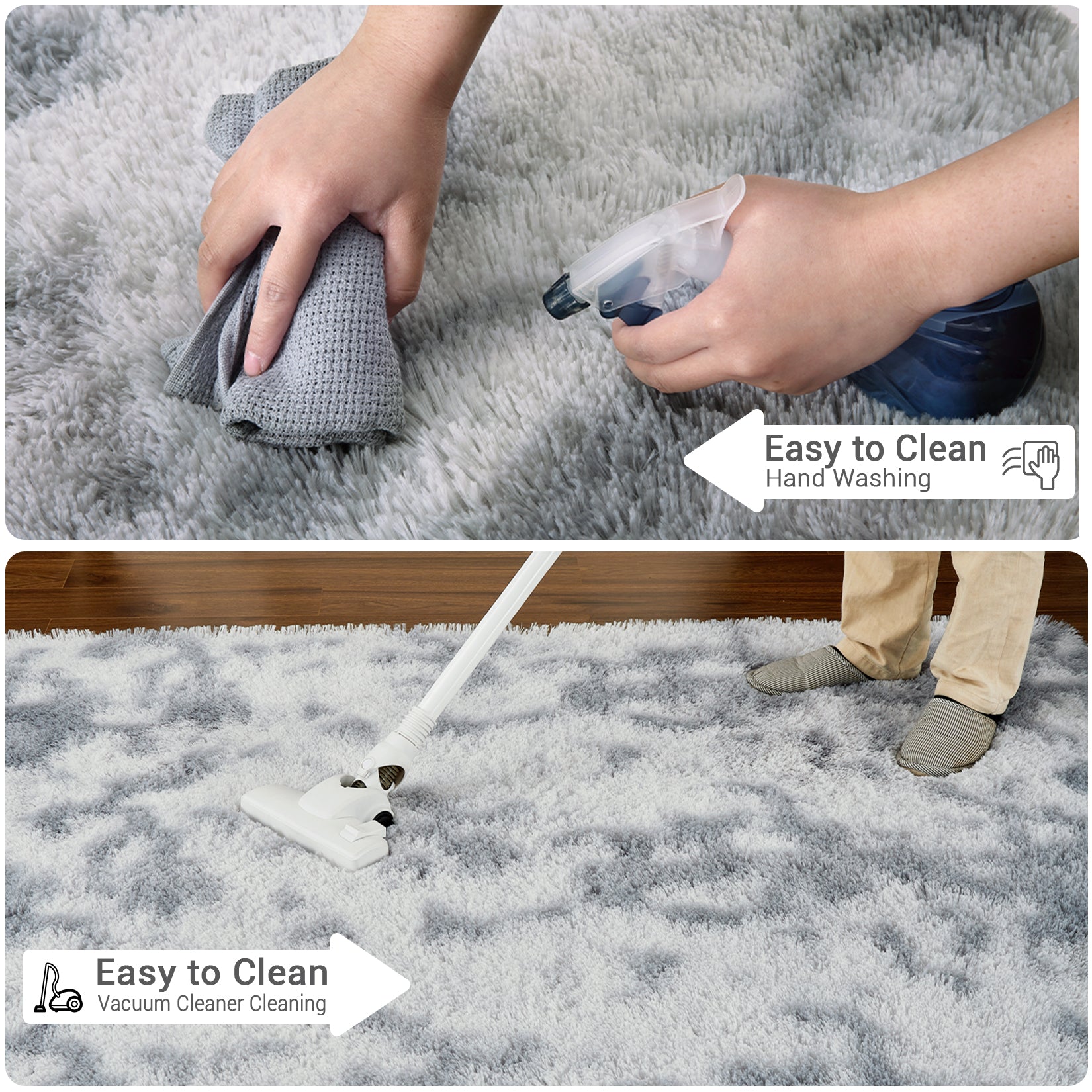 Garvee Fluffy & Sheepskin Light Grey 2x6 Runner Fuzzy Plush Rug, Non-Slip Shaggy for Hallway Kitchen Living Room Bedroom