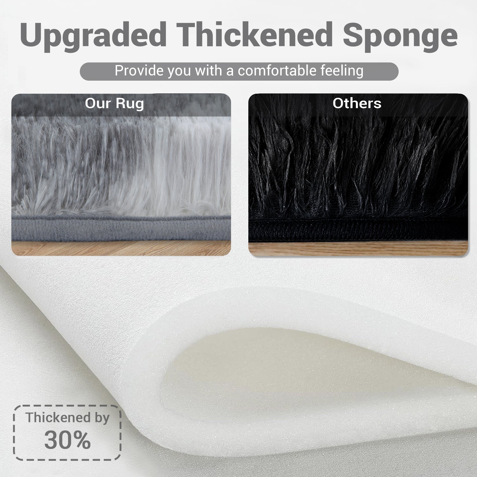 Garvee Fluffy & Sheepskin Light Grey 9x12 Thick Fuzzy Area Rug, Non-Slip Non-Shedding for Playroom Bedroom Nursery Kids Room