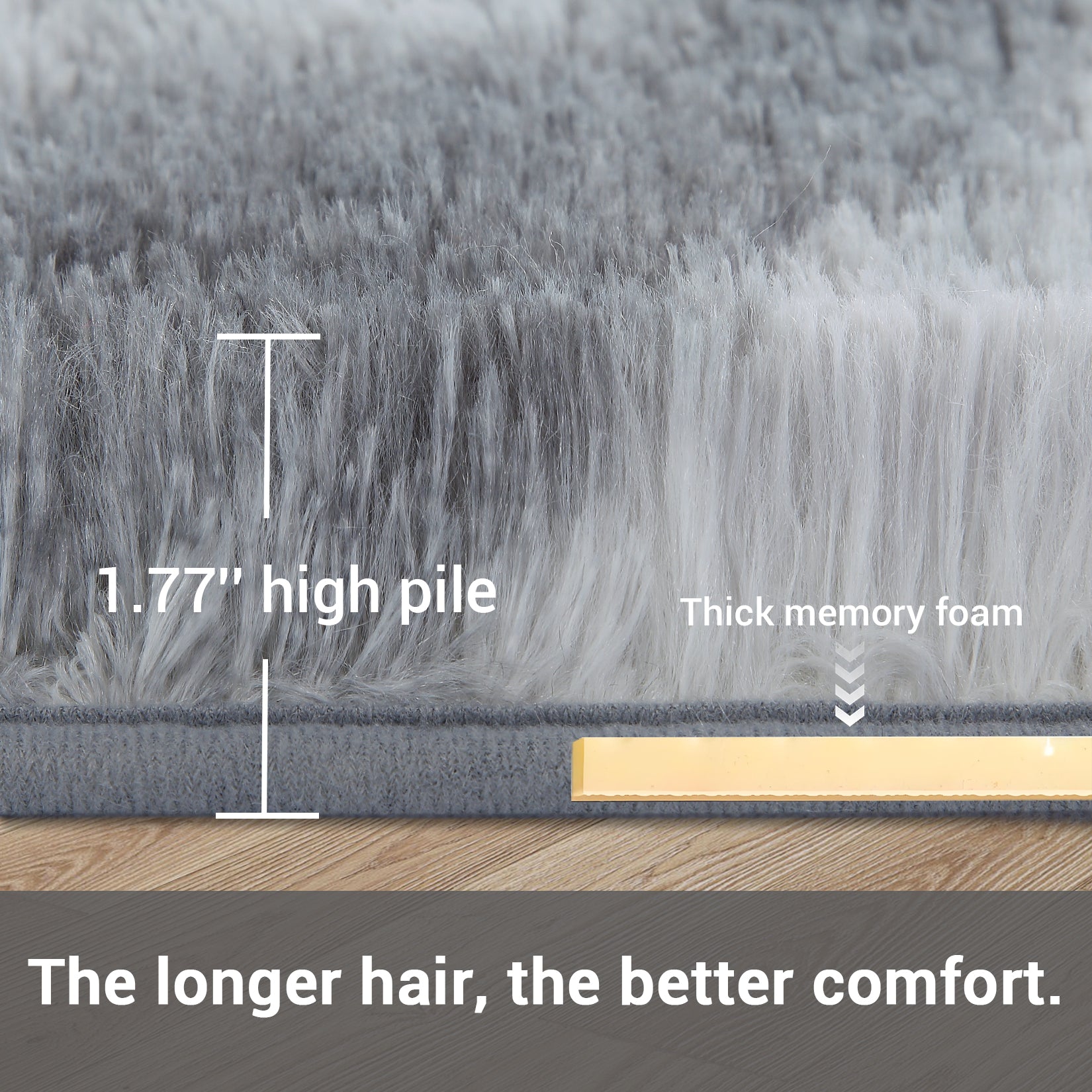 Garvee Fluffy & Sheepskin Light Grey 9x12 Thick Fuzzy Area Rug, Non-Slip Non-Shedding for Playroom Bedroom Nursery Kids Room