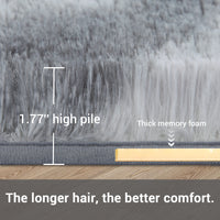 Garvee Fluffy & Sheepskin Light Grey 10x13 Plush Thick Shag Rug, Non-Slip Non-Shedding Tie Dye for Bedroom Kids Dorm