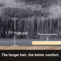 Garvee Fluffy & Sheepskin Deep Grey Tie-Dye 63"×79" Area Rugs Shaggy Rug for Bedroom Fuzzy Rug Living Room Rugs Non-Slip Rug for Living Room Bedroom Dining Room Office Plush Rug