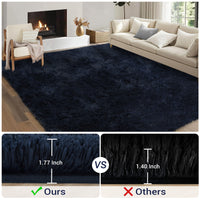 Garvee Fluffy & Sheepskin Pure Navy Blue 8x10 Fuzzy Plush Shaggy Rug, Furry Carpet for Living Room Bedroom Nursery