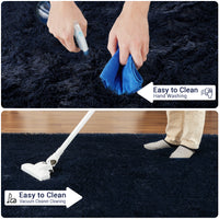 Garvee Fluffy & Sheepskin Pure Navy Blue 8x10 Fuzzy Plush Shaggy Rug, Furry Carpet for Living Room Bedroom Nursery