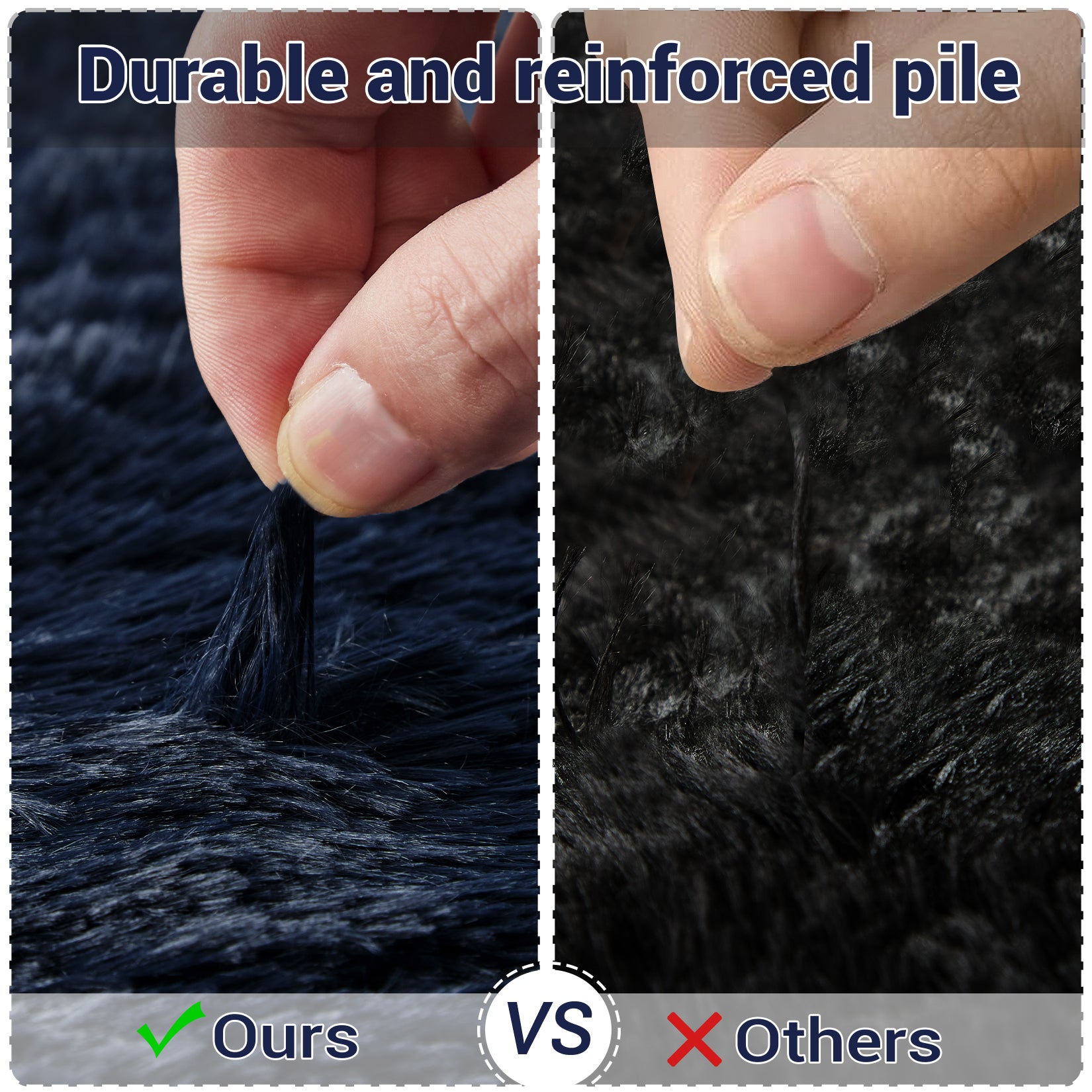 Garvee Fluffy & Sheepskin Pure Navy Blue 8x10 Fuzzy Plush Shaggy Rug, Furry Carpet for Living Room Bedroom Nursery