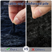 Garvee Fluffy & Sheepskin Pure Navy Blue 8x10 Fuzzy Plush Shaggy Rug, Furry Carpet for Living Room Bedroom Nursery