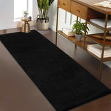 Garvee Fluffy Soft Shag 2x6 Runner Rug | Non-Slip Washable Foldable & Plush | Bedroom, Nursery, Hallway Indoor Decor Rug Black - Black