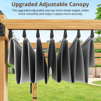 Garvee 10′ X 13′ Wood-Grain Aluminum Pergola with Retractable Canopy UV50+ Sun Protection for Backyard Patio Porch Grape Trellis,Grey