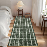 Garvee 2x6 Runner Rug Non-Slip Washable Low-Pile Checkered Braided Geometric Print for Kitchen Bathroom Hallway Indoor Green - Green