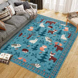 Garvee Soft Geometric Bedroom Rugs Memory Foam Carpet Floral Cozy Area Rugs for Living Room 0.3 Inch Thickness Foldable - Green