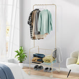 Garvee Metal Laundry Cart with Hanging Rack & Storage Shelves | 3-In-1 Rolling Hamper with Wheels for Clothes, Towels and Toys | Space Saving Organizer for Small Apartment/Bathroom