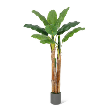 Garvee 7ft Artificial Banana Tree with Grey Planter and 11 Faux Banana Leaves - Perfect for Home Office and Living Room Decor