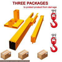 Garvee 6000 lb Forklift Jib Boom Crane, Adjustable Steel Fork-Mounted Hoist Attachment with 2 Hooks