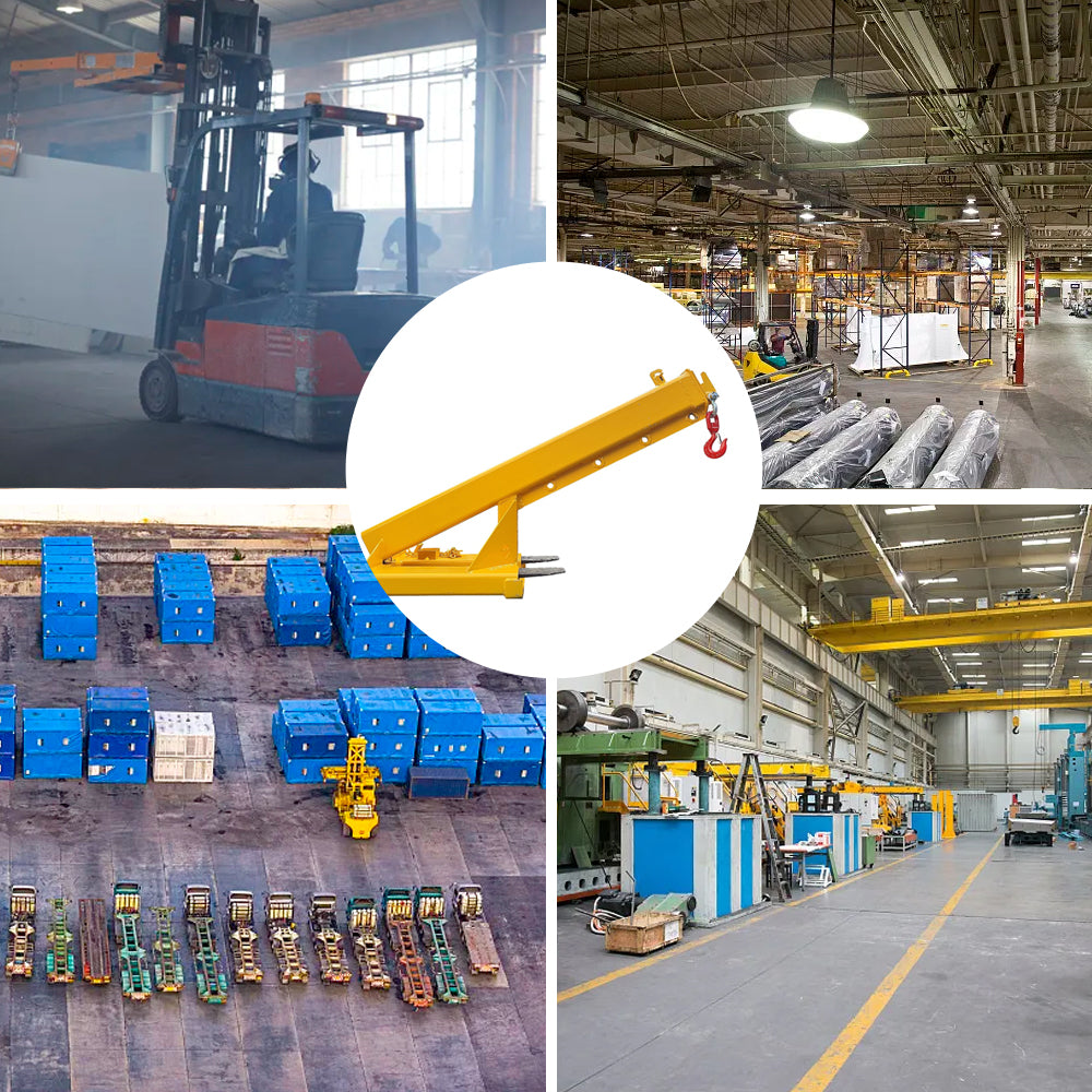 Garvee 6000 lb Forklift Jib Boom Crane, Adjustable Steel Fork-Mounted Hoist Attachment with 2 Hooks